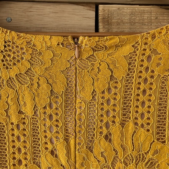 LULUS Lilian Yellow Lace Fitted Mini Dress, Size M - Picture 6 of 9